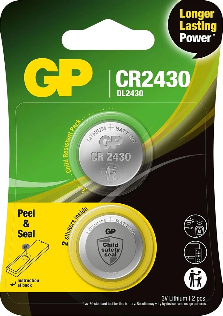 Huvudbild för GP Knappcellsbatteri CR2430 3V - 2-pack