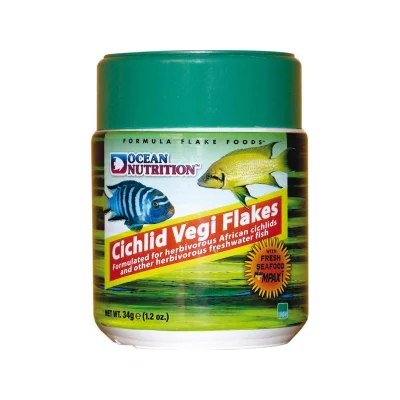 Huvudbild för Cichlid Vegi flakes 34g, Ocean Nutrition