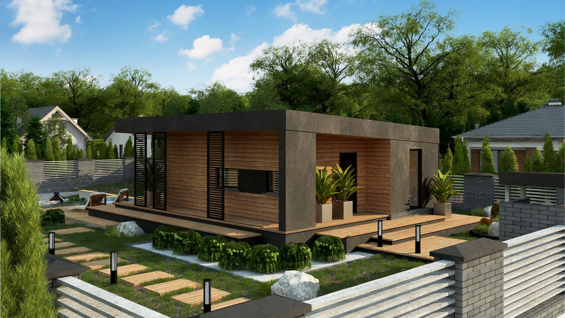 Huvudbild för Frame Panel Modular House with 54.3 m² Terrace